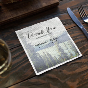 Mountain Woodland Forest Lakeside Wedding Custom © Napkins