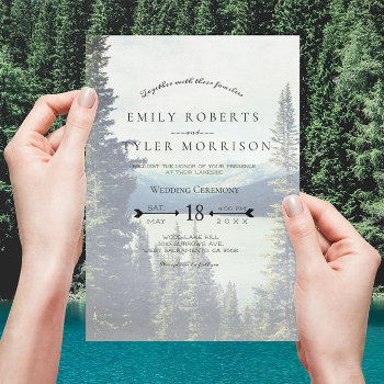 Mountain Woodland Forest Lakeside Wedding © Invitation by riverme at Zazzle