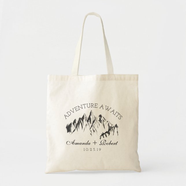 Mountain Woodland Forest Wedding Favor Gift Tote Bag (Front)