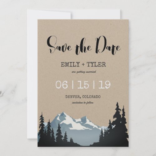 Mountain Woodland Forest Wedding Save The Date Invitation