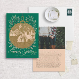 Mountain Woodland Ornament Illustrated Christmas Holiday Card