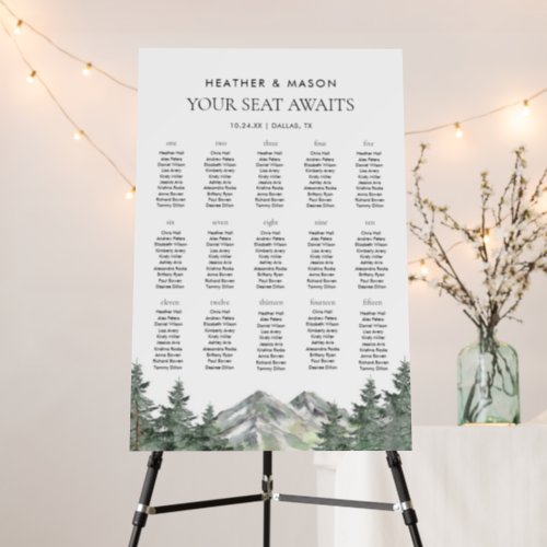 Mountain Your Seat Awaits 15 Tables Seating Chart Foam Board