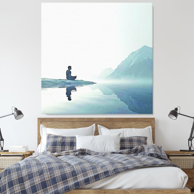 Mountain Zen Peaceful Meditation Design Canvas Print (Insitu(Bedroom))