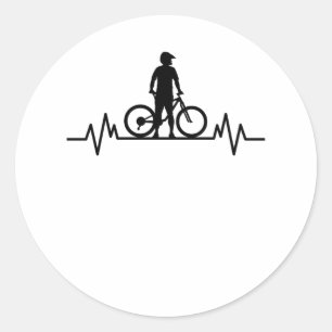 Mountainbike Heartbeat Mountain Bike Cycling Gift Classic Round Sticker
