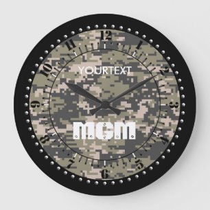 Mountaineer Digital Camouflage Personalized Large Clock