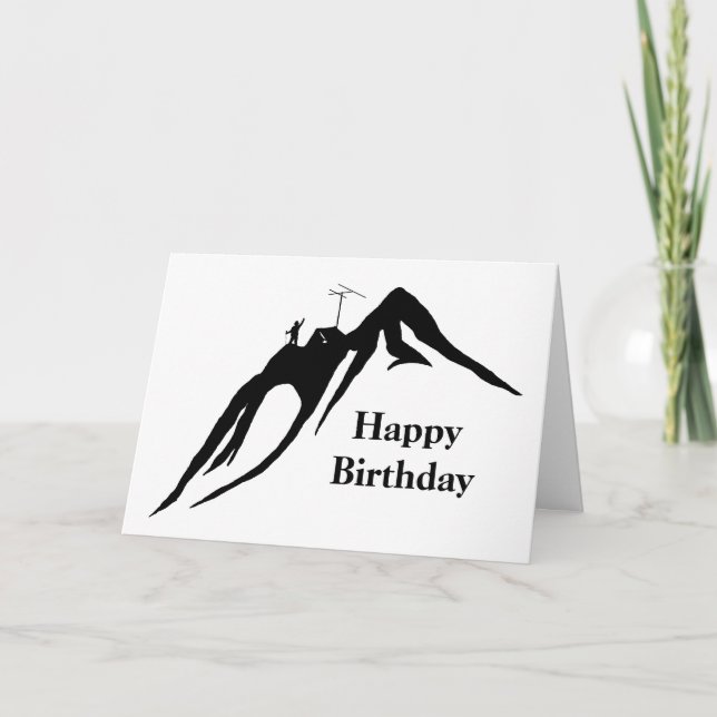 Mountaineer Ham Radio Silhouette Birthday Card (Front)