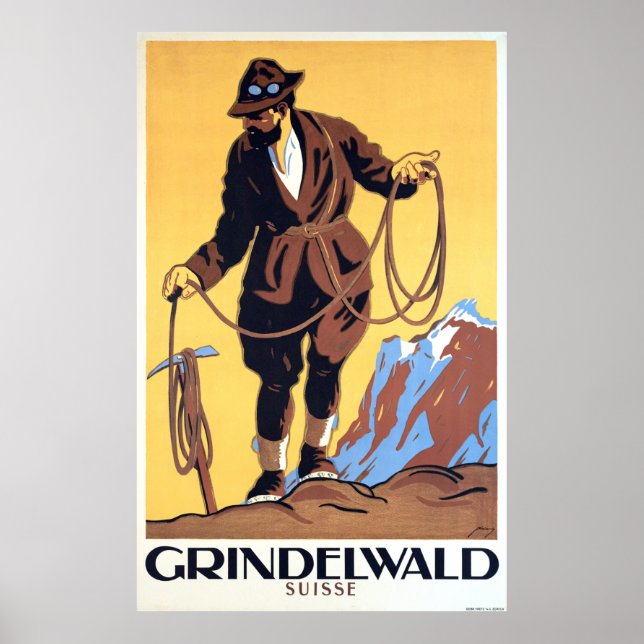 Mountaineer in Grindelwald, Switzerland Poster (Front)