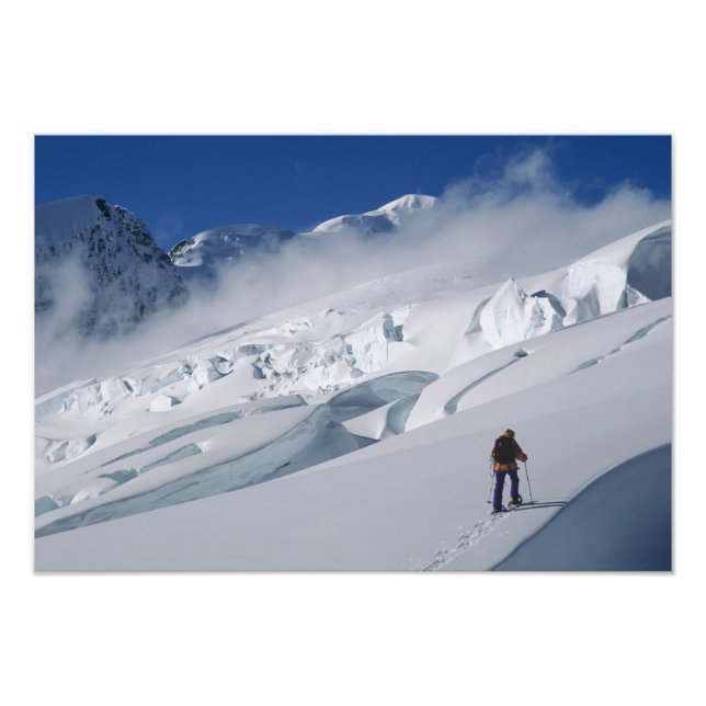 Mountaineer on the Tasman Glacier in Mount Photo Print (Front)