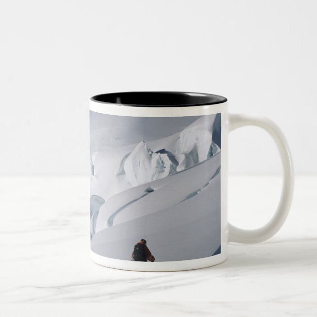 Mountaineer on the Tasman Glacier in Mount Two-Tone Coffee Mug (Right)