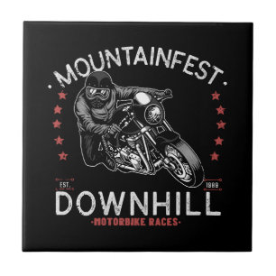 Mountainfest Downhill Motorbike Race Graphic Motor Ceramic Tile