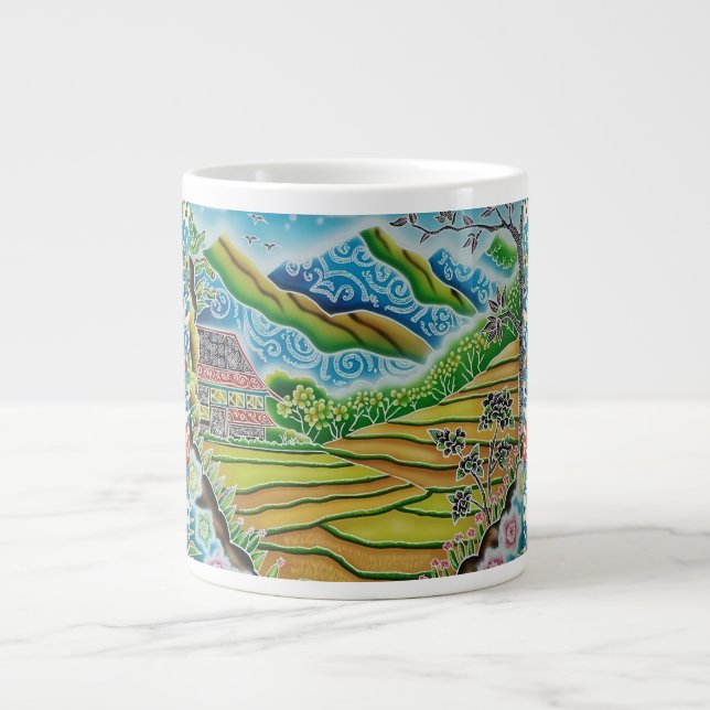 Mountainous Batik Lanscape Giant Coffee Mug (Front)