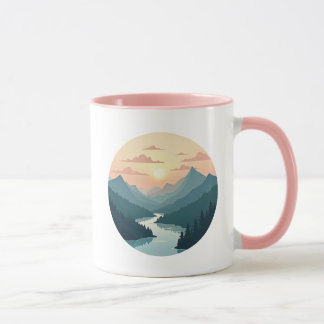 Mountainous landscape at dawn. mug