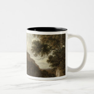 Mountainous Wooded Landscape with a Torrent Two-Tone Coffee Mug