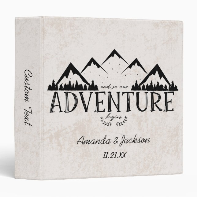 Mountains Adventure Begins Wedding Photo Album Binder (Front/Spine)