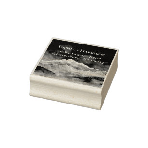 Mountains Adventure Begins Wedding Return Address Rubber Stamp