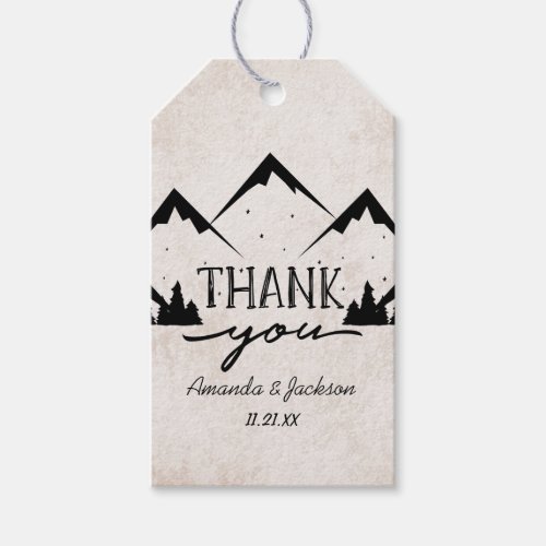 Mountains Adventure Begins Wedding Thank You Gift Tags