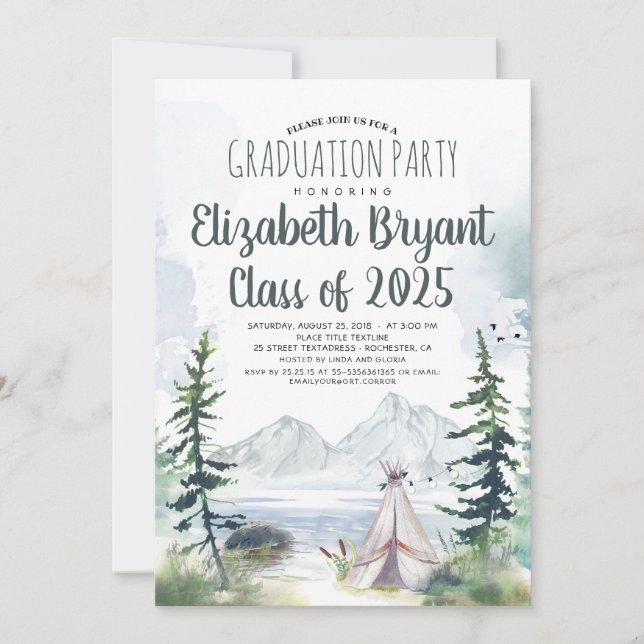 Mountains Adventure Camping Woods Graduation Invitation (Front)