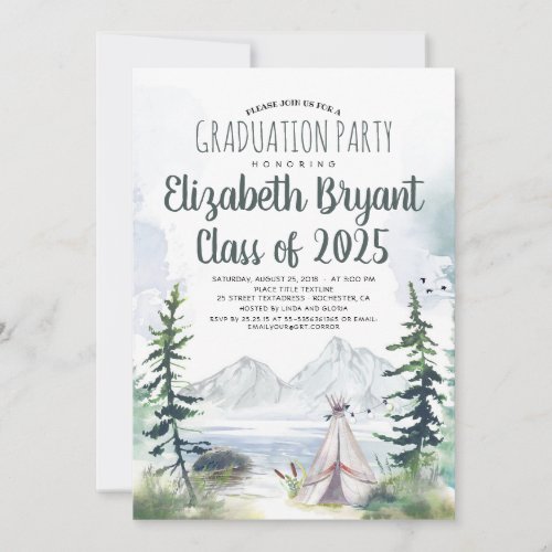 Mountains Adventure Camping Woods Graduation Invitation