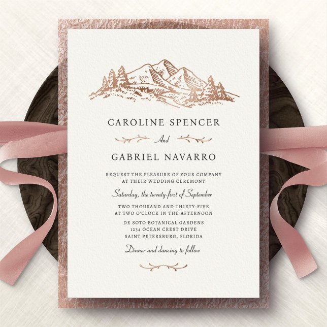 Mountains Adventure Wedding Foil Invitation (Creator Uploaded)
