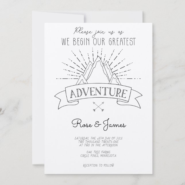 Mountains Adventure Wedding Invitation (Front)