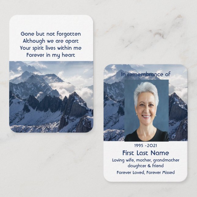 Mountains Alpine Home Memorial Pocket Keepsake Business Card (Front/Back)