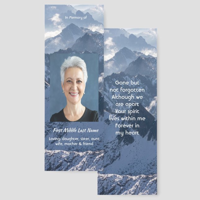  Mountains Alpine Memorial Keepsake Bookmarks (Front & Back)