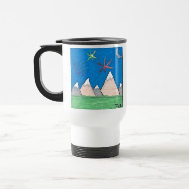 Mountains and Fireworks Travel Mug (Left)
