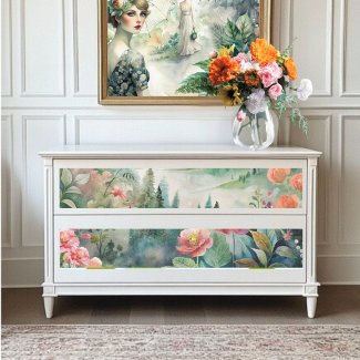 Mountains and Flowers Watercolor Decoupage