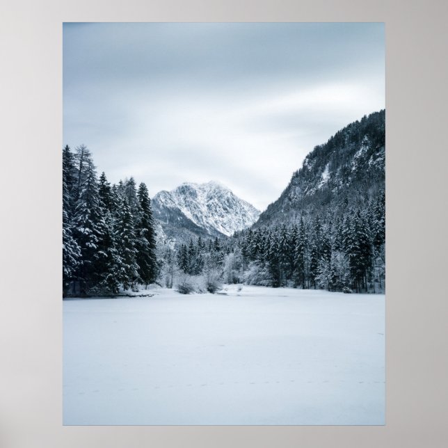 Mountains and frozen lake at Zgornje Jezersko, Slo Poster (Front)
