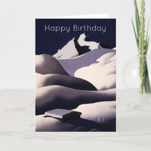 Mountains And Hills of Snow in Winter Birthday Card