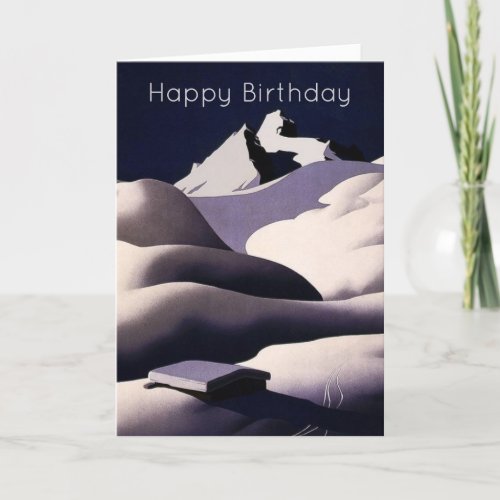 Mountains And Hills of Snow in Winter Birthday Card