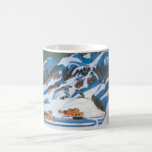 Mountains and Houses in the Snow, Winter Landscape Coffee Mug