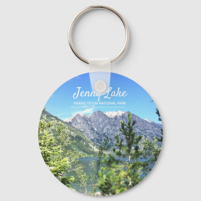 Mountains and Jenny Lake | Grand Teton Park Keychain (Front)