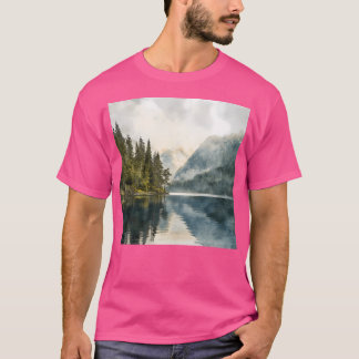 Mountains And Lake Landscape Mountains Wall Art Ac T-Shirt