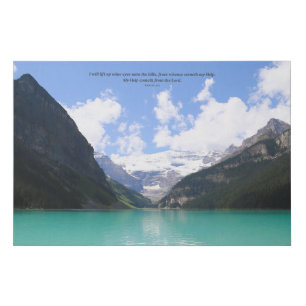 Mountains and Lake Landscape Photo Psalm 121  Faux Canvas Print
