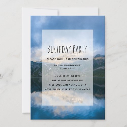 Mountains and Lake Scenic Nature Birthday Invitation