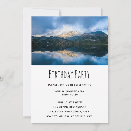 Mountains and Lake Scenic Nature Birthday Invitation