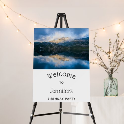 Mountains and Lake Scenic Nature Birthday Welcome Foam Board