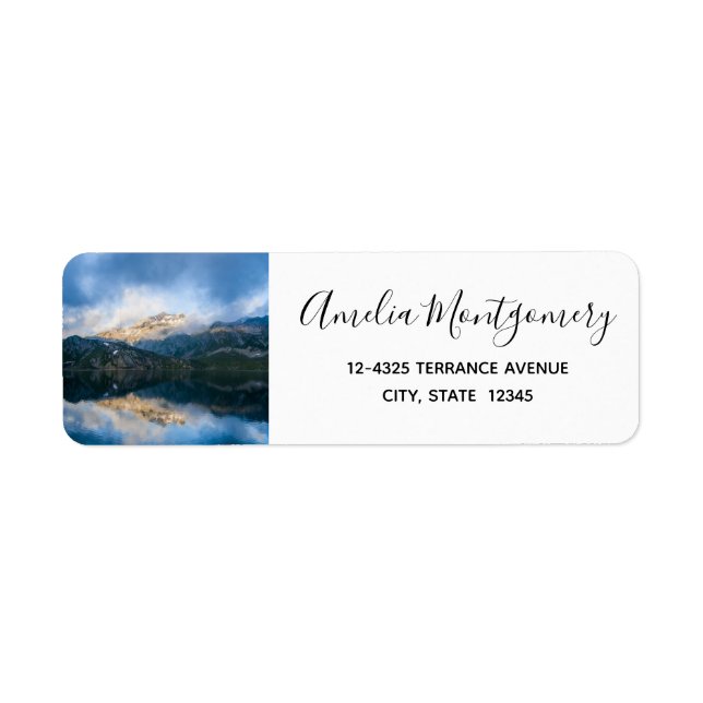 Mountains and Lake Scenic Nature Photo Address Label (Front)