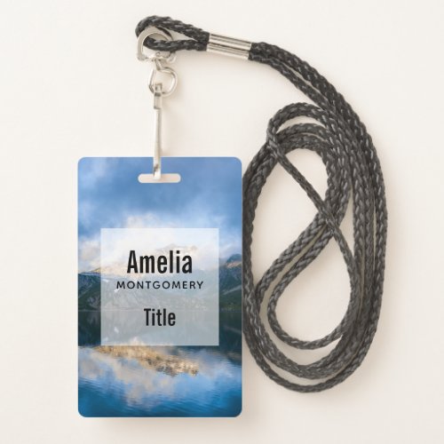 Mountains and Lake Scenic Nature Photo Badge