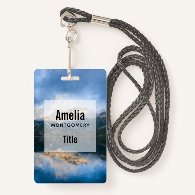 Mountains and Lake Scenic Nature Photo Badge (Front with Lanyard)