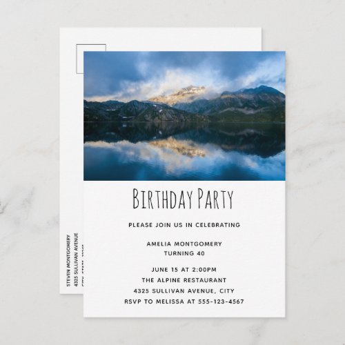 Mountains and Lake Scenic Nature Photo Birthday Invitation Postcard