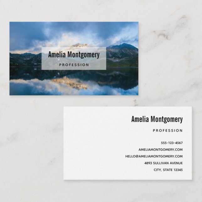 Mountains and Lake Scenic Nature Photo Business Card (Front/Back)