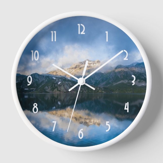 Mountains and Lake Scenic Nature Photo Clock (Front)