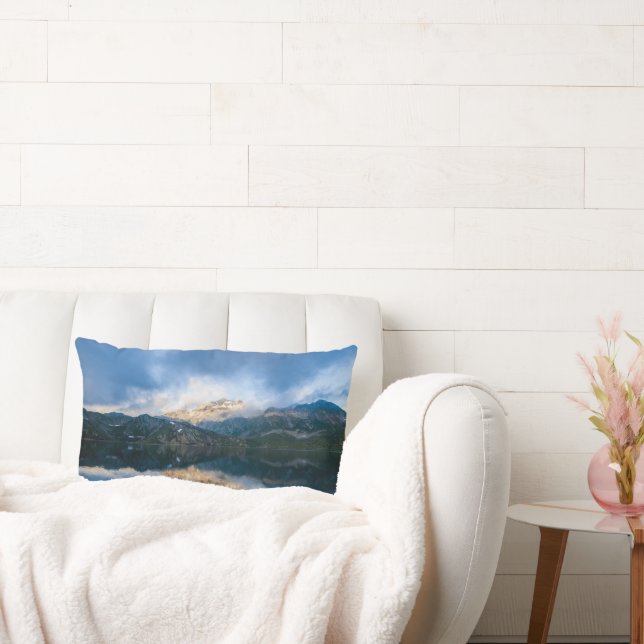 Mountains and Lake Scenic Nature Photo Lumbar Pillow (Couch)