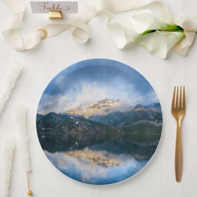 Mountains and Lake Scenic Nature Photo Paper Plates (Wedding)