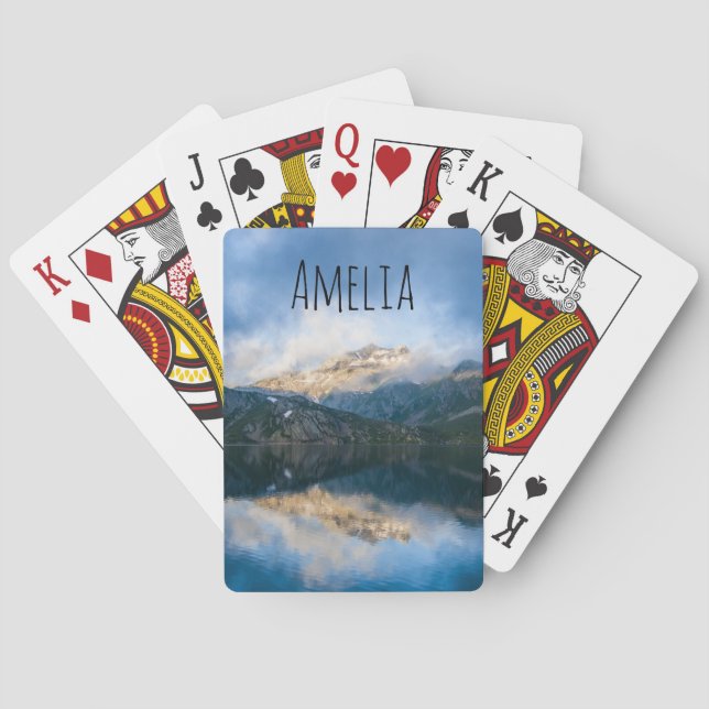 Mountains and Lake Scenic Nature Photo Poker Cards (Back)