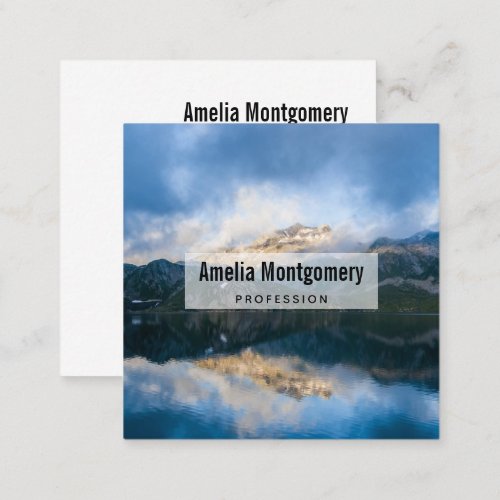 Mountains and Lake Scenic Nature Photo Square Business Card