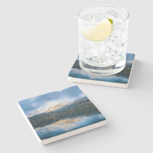 Mountains and Lake Scenic Nature Photo Stone Coaster