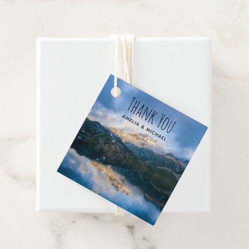 Mountains and Lake Scenic Nature Photo Thank You Favor Tags